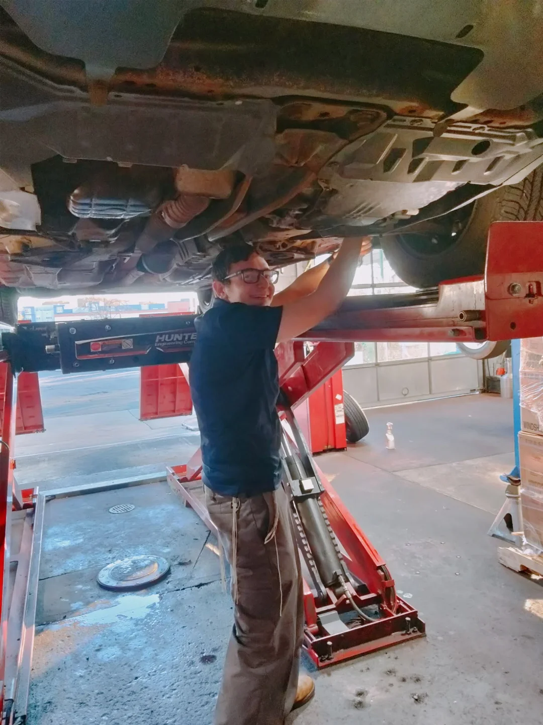 Shalom Korn works on a vehicle at the New Bridge Garage in Bergenfield, New Jersey.